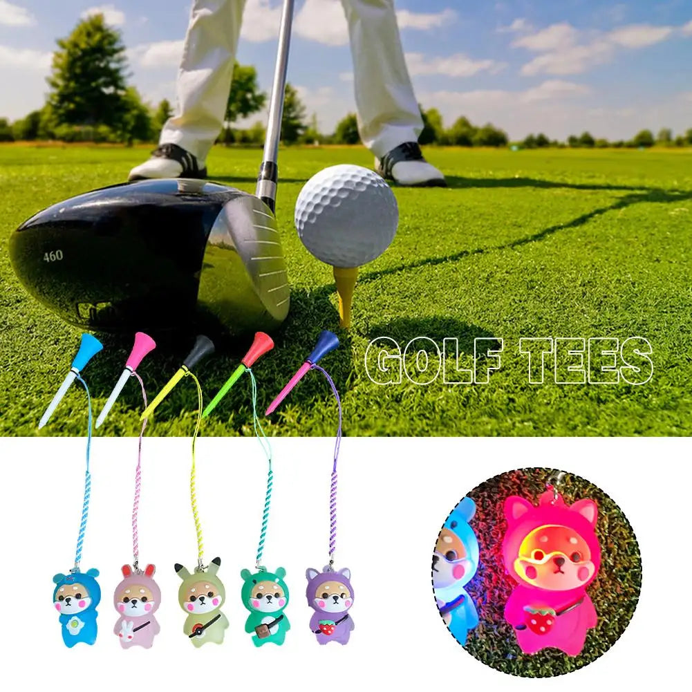 Golf Rubber Tees With Flashing Light Glow In The Dark Loss Golf Dog Ball Holder Cartoon Rope Prevent Accessories Golf W/ Br N0M9