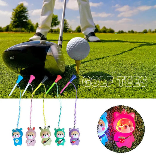 Golf Rubber Tees With Flashing Light Glow In The Dark Loss Golf Dog Ball Holder Cartoon Rope Prevent Accessories Golf W/ Br N0M9