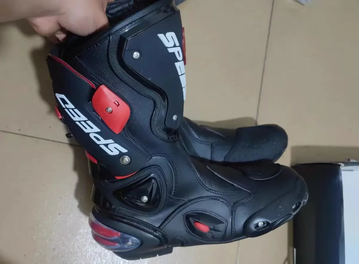 Riding Trider 100% NEW Motorcycle Boots Motocross Leather Long knee-high Shoes white black moto GP dirty bike SIZE 10-45 B1004