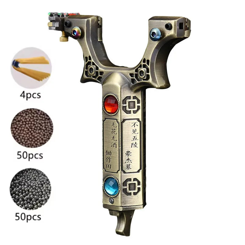Powerful Alloy Slingshot Outdoor Hunting and Shooting Catapult High Precision Practical Quick Pressure Rubber Band Sligshot