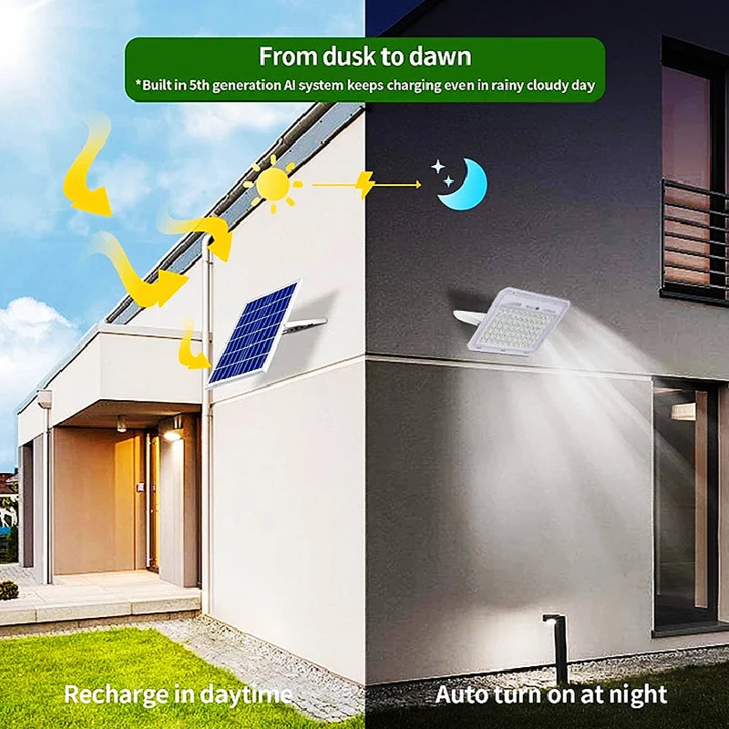800W Outdoor Solar Spotlights 20000mah Aluminum Waterproof Super Bright Solar Street Flood Wall Light Exterior Solar Lights