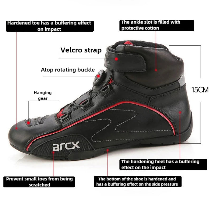 New Arcx Motorcycle Riding Boots Cowhide Casual Motorbike Road Travel Cycling Shoes Men Breathable Botas Four Season For Honda