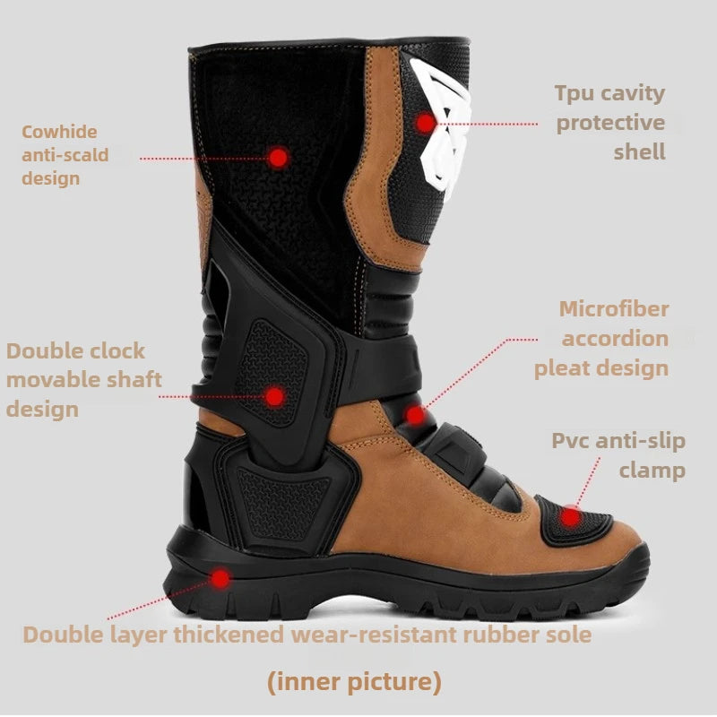 2025New Tiger G5 ADV Motorcycle Boots Black Khaki Off-road Rally Boots Microfiber Waterproof Bota Masculina Adventure Bike Botas