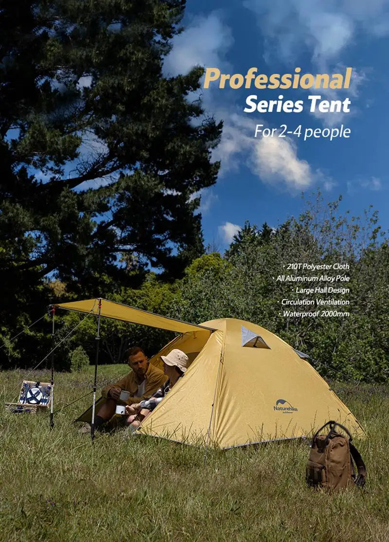 Naturehike Ultralight Tent 3-4 Person Waterproof Camping hiking tent Outdoor Double Layer Hiking Fishing Tourist Beach Tents