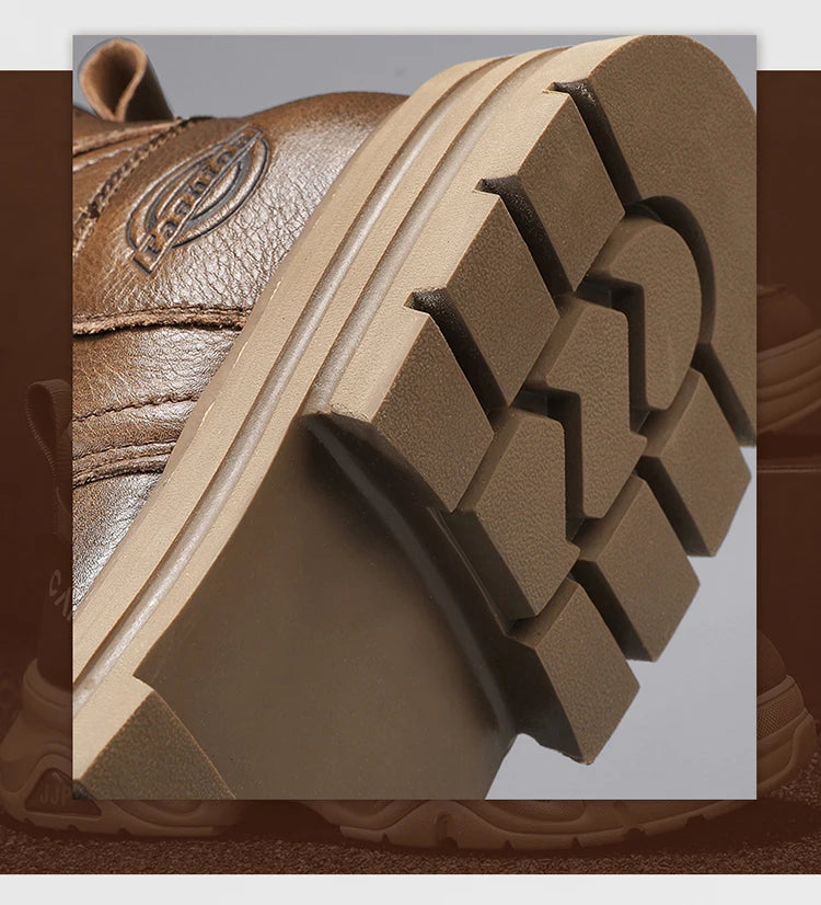 High Top Boots Men's Leather Shoes Fashion Motorcycle Ankle Boots for Men Winter Boots Man All-match Shoes Lace-Up Botas Hombre