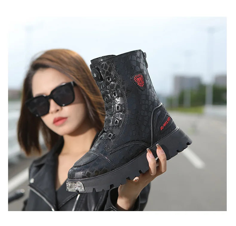 Motorcycle Wear-resistant Drop-proof Boots Women Motorbike Riding Shoes Breathable Biker Boots Motorboats Motorcycle Shoes Bota