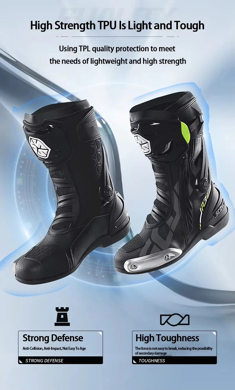 SCOYCO Motorcycle Racing Boots Unisex Waterproof Motorbike Boot Anti Fall Slip Resistant Biker For Protection Motocross Footwear