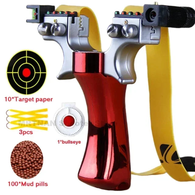 Powerful Laser Slingsshot Upgrade Outdoor Shooting Catapult Double Screw Quick Pressure Rubber Band Hunting Slingshot
