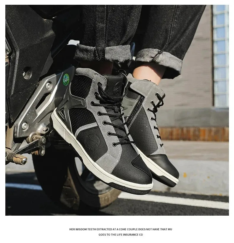 Motorcycle Shoes Men Motocross Boots Motobiker Racing Shoes Toe Cap Hardening Protective Cycling Shoes Summer Breathable Sneaker