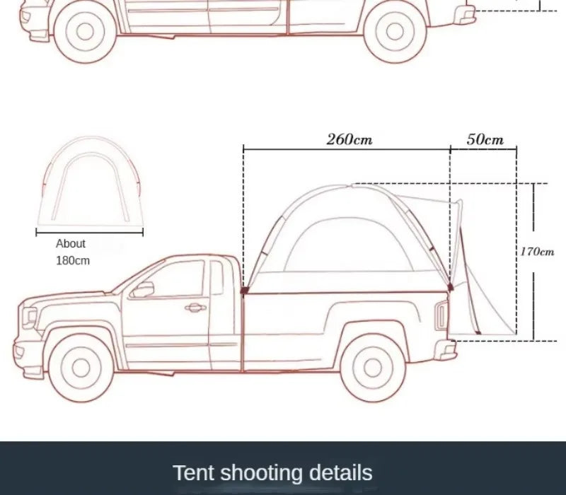 Portable Rainproof Camping Tent, Folding Fishing Tail Tent, Car Pickup Truck Tent