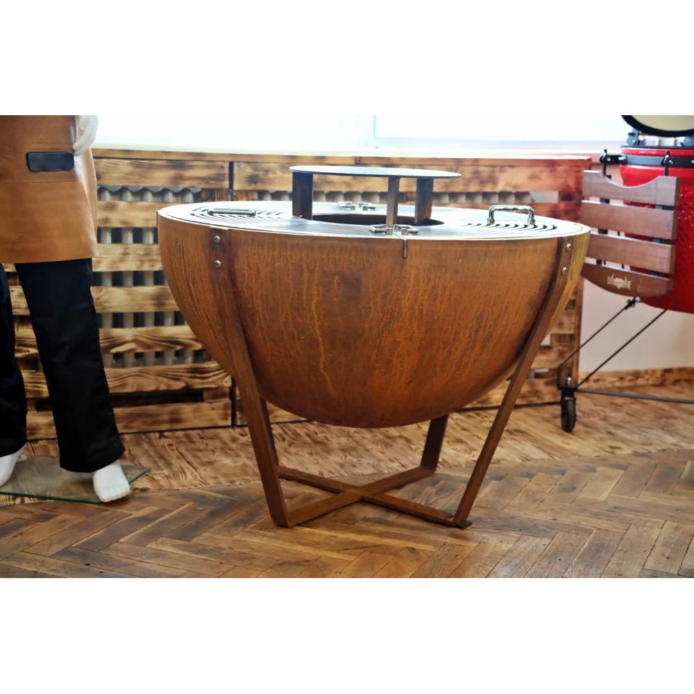 Large Wood Fired Barbecue Charcoal Stainless Cooking Plate BBQ Grill Steel Round Fire Pit Bowl