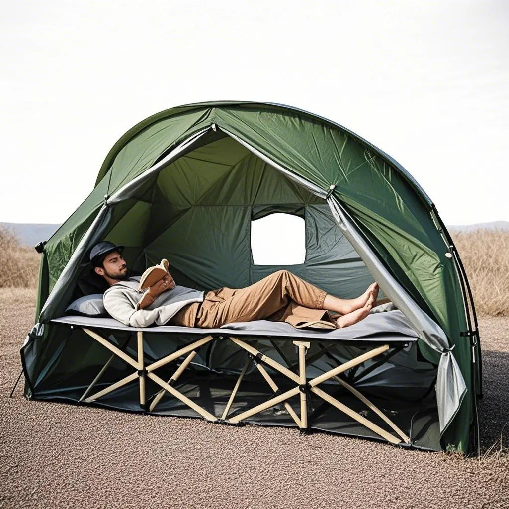 4-in-1 Camping Cot Tent, Backpacking 1 Person Camping Tent, Tent Cot Folding Off the Ground Tent,Fishing Tent,Sleeping Bed Tent