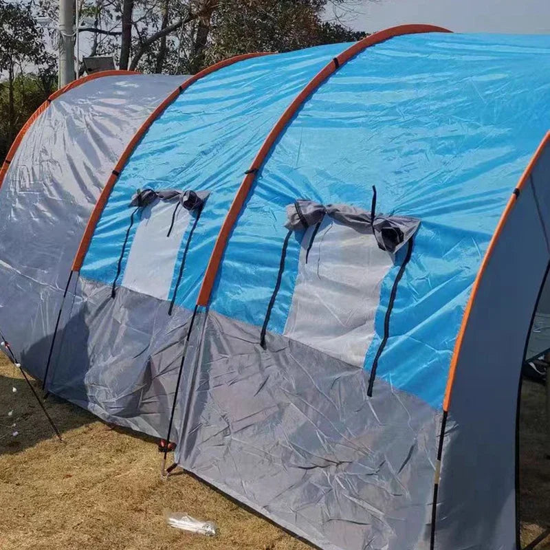 New Exercise BBQ Camping Large Tunnel Tent One Room Two Living Rooms Rainproof Ten People Outdoor Equipment Camping Supplies