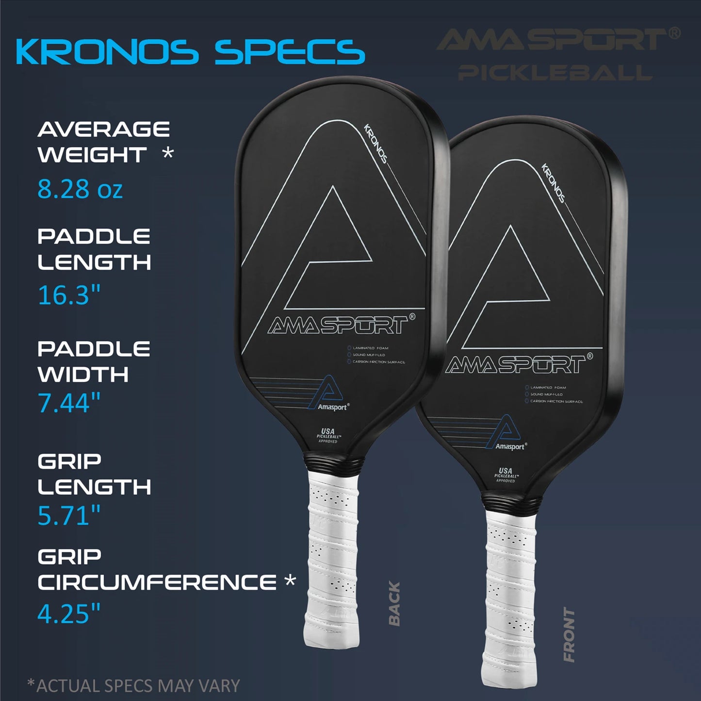 AMASPORT PA016 Pickleball Paddle Racket Carbon Fiber Surface PP Honeycomb Core Enhancing Spin and Contro for Professionals