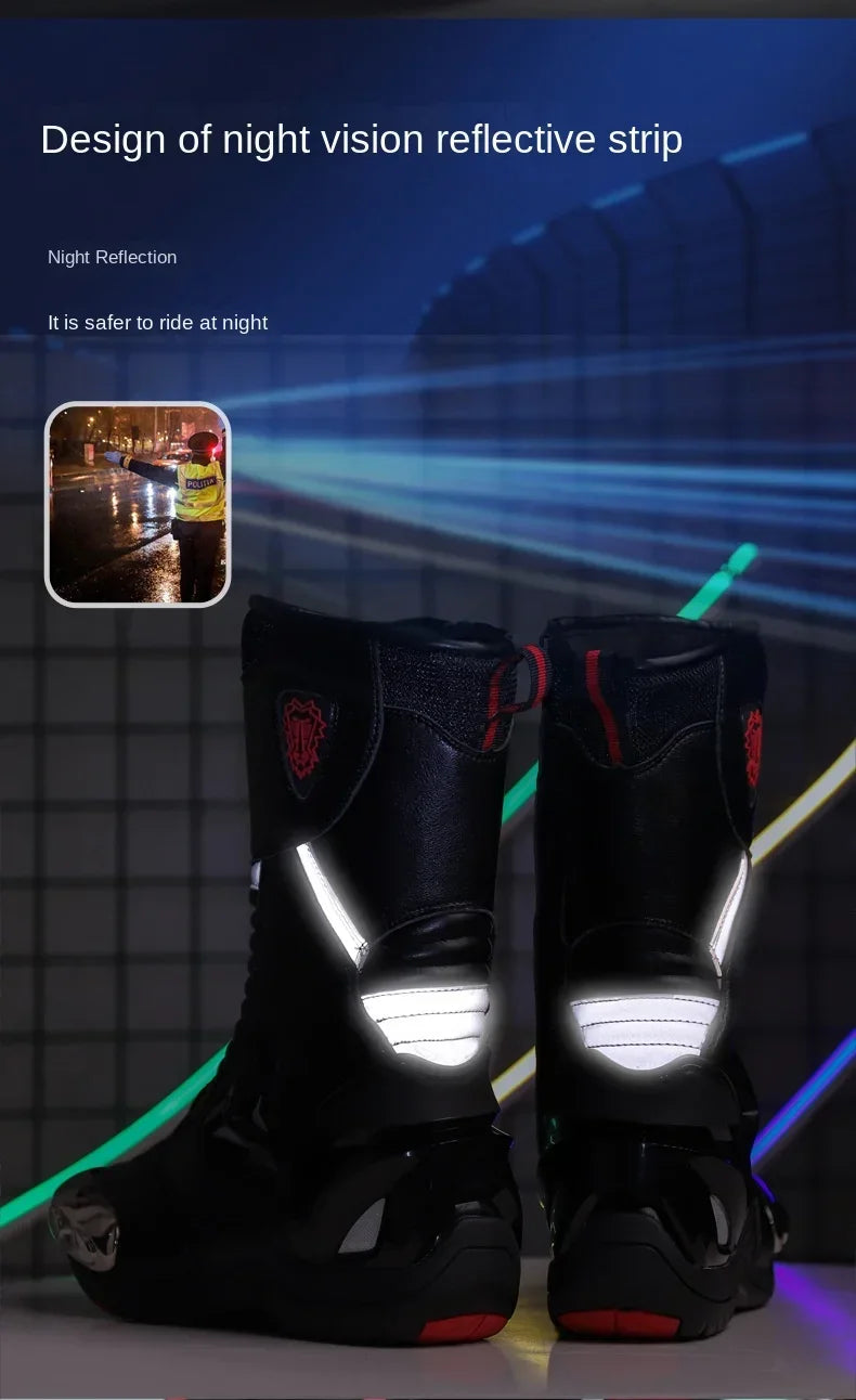 Motorcycle Boots for Men Women Riding Mid-Calf Ankle Protective Shoes Racing Long Boot Anti Slip Waterproof Moto Equipment