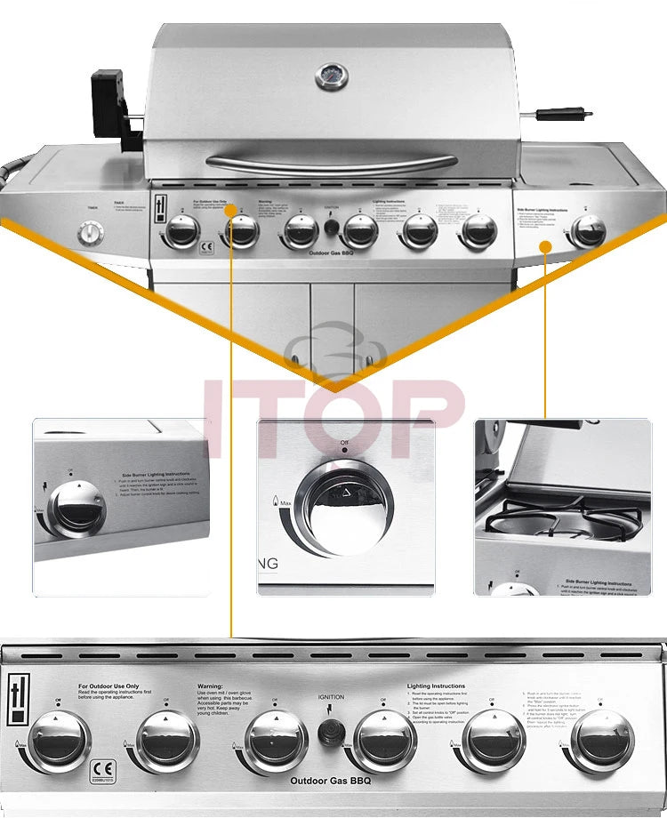 Popular garden barbecue grill outdoor charcoal bbq  commercial heavy duty gas gill with trolley