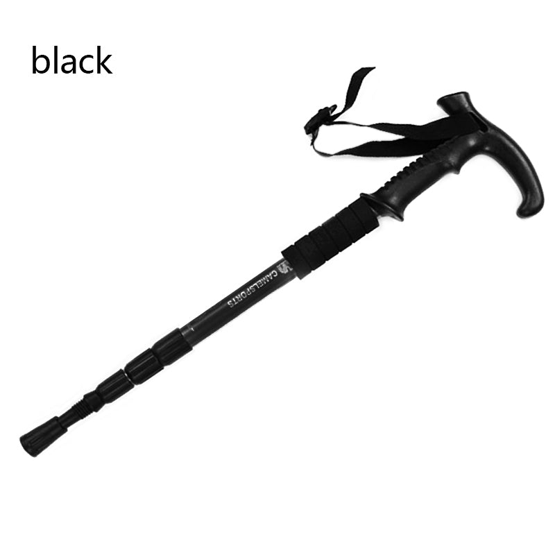 4-Section Outdoor Walking Stick Portable Telescopic Trekking Pole Anti Skid Aluminium Alloy Cane Elderly Camping Climbing Stick