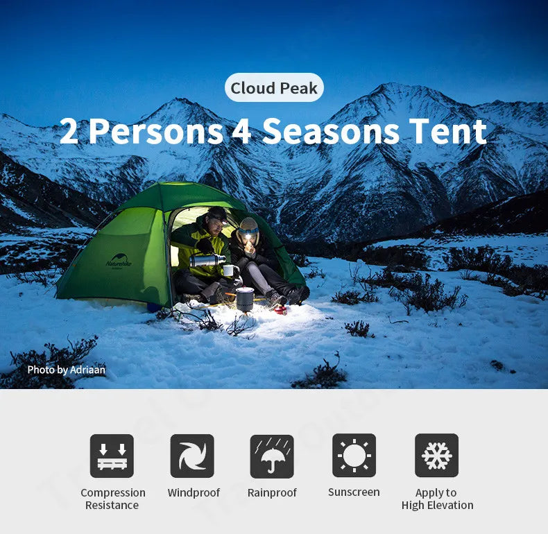 Naturehike 15D Cloud Peak Camping Tent Outdoor Camping Ultralight 2 Persons 15D Silicone 4 Seasons Hiking Tent With Free Mat