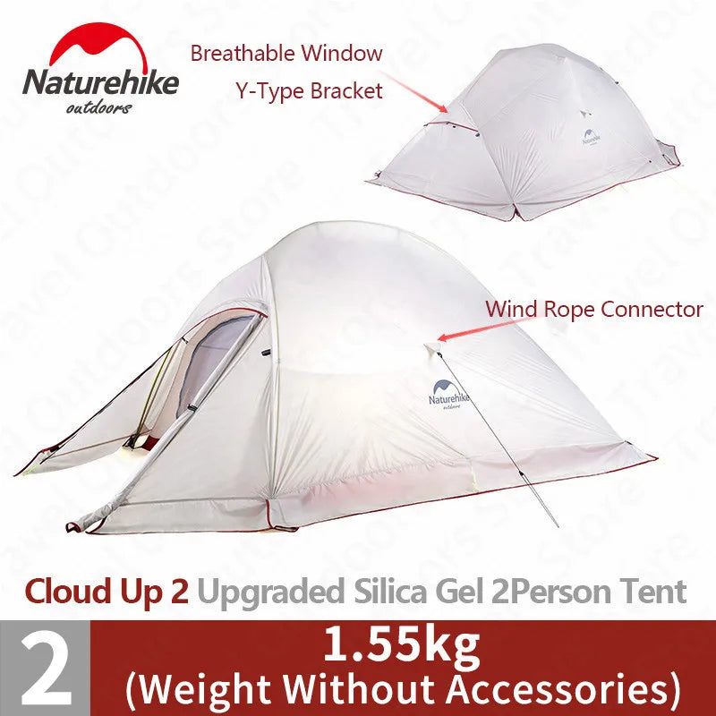Naturehike Cloud Up 1 2 3 Tent Outdoor Camping Waterproof Tent ProfssIonal Glamping Hiking Backpacking Shelter Tent Portable
