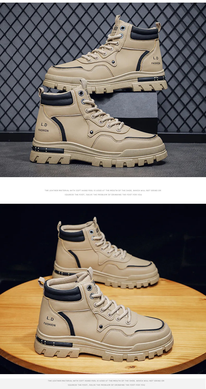 2025 Men's Casual Shoes Non-slip Wear-resistant High-top Sneakers Outdoor Comfortable Platform Hiking Shoes Designer Men's Shoes