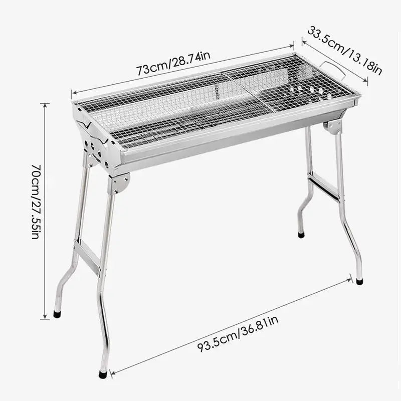 Folding Portable Barbecue Charcoal Grill Stainless Steel Large BBQ Grill Tool For Outdoor Cooking Camping Picnics Beach