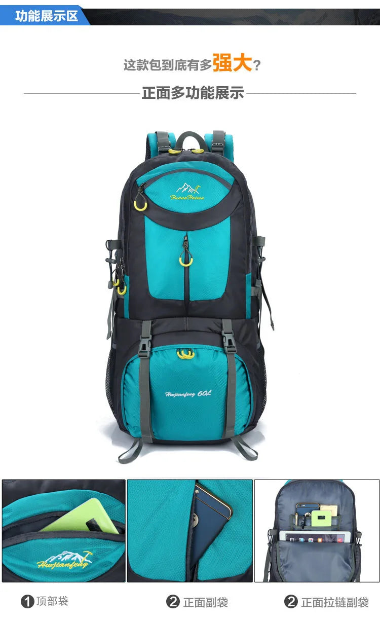 50l/60l-Large Capacity Mountaineering Bag,Large Load-Bearing Hiking Multi-Functional Outdoor Sports Tear Resistance Backpack