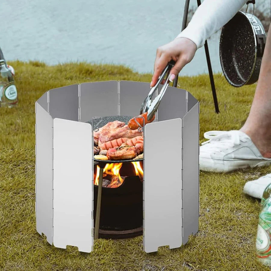 Tall Stove Windscreen-Gas Burner Windshield- Aluminum Camping Stove Compact Folding,Outdoor Cooker Butane Burner Wind Shield
