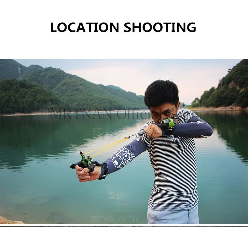 Powerful Fishing Slingsshot with Wrist Rest Outdoor Hunting Sling Shot Large Catapult for Fishings and Ball