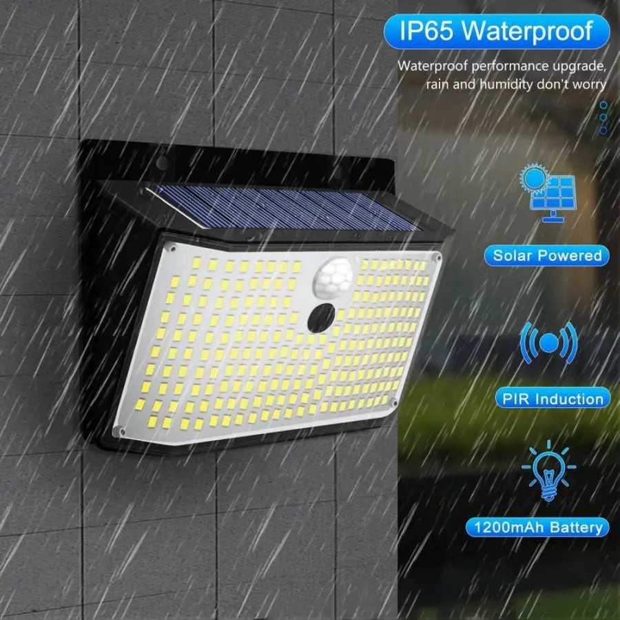 Solar Lights Outdoor 158 LED Solar Wall Lamp Waterproof Wireless Motion Sensor Security 3 Modes Garden Fence Yard Deck Garage