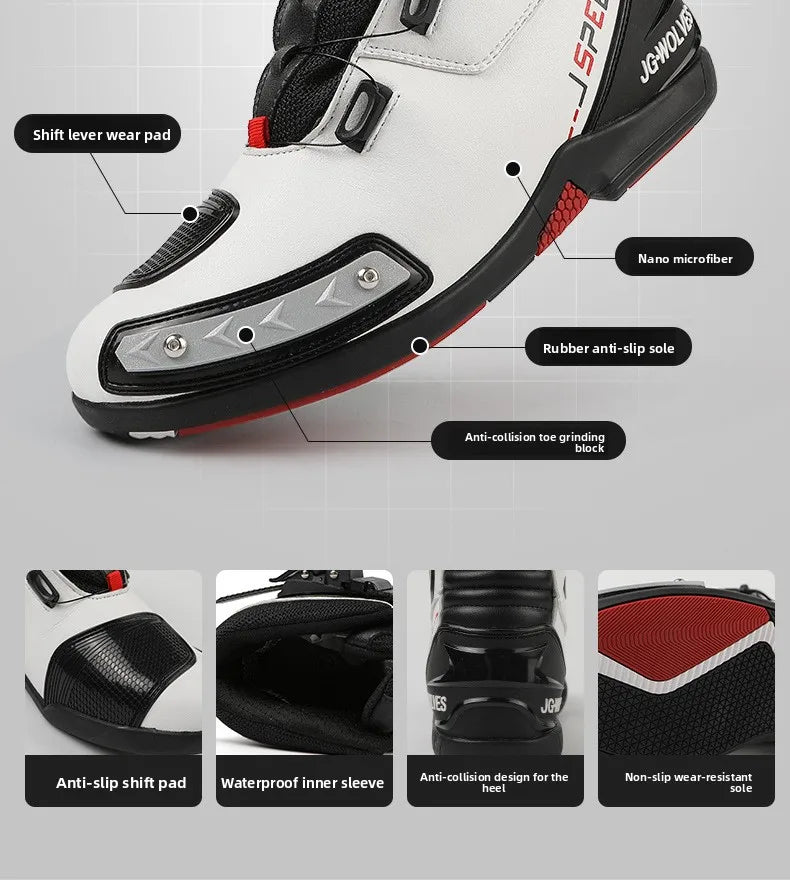 Motorcycle Boots Man Leather Motos Riders Protective Motocross Boots Waterproof Non-slip Motocross Mountain Racing Shoes