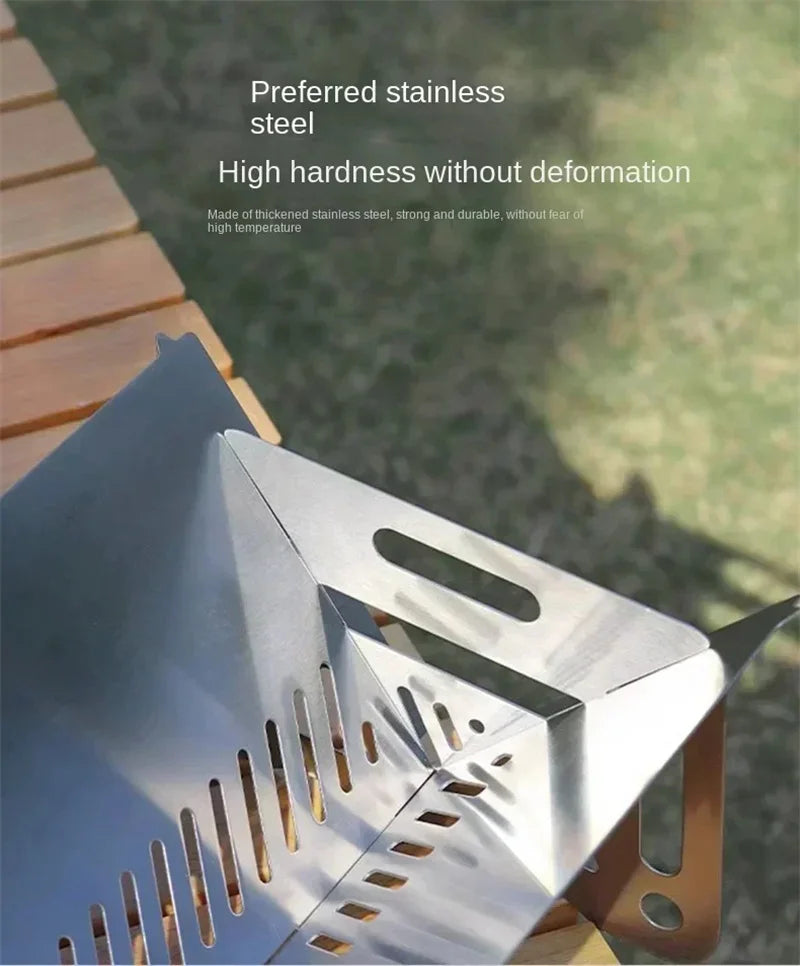 Portable Folding Barbecue Grill Heating Stoves Multifunction Camping BBQ Grill Rack Net Firewood Stove Stainless steel BBQ Grill