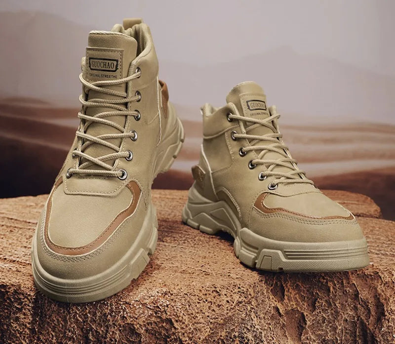 2024 Men's Boots Casual Shoes Winter Leather Designer Luxury Ankle Boots Platform Work Safety Shoe Sports Shoes Men's Boot Botas