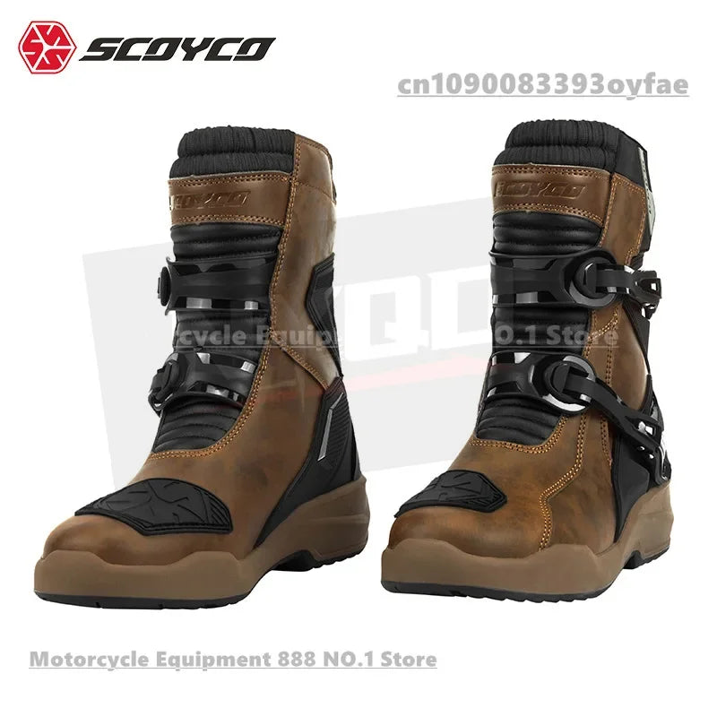 SCOYCO Motorcycle Anti-fall Riding Shoes Anti-slip Wear-resistant Waterproof Boots Protective Motorcycle Off-road Equipment Men
