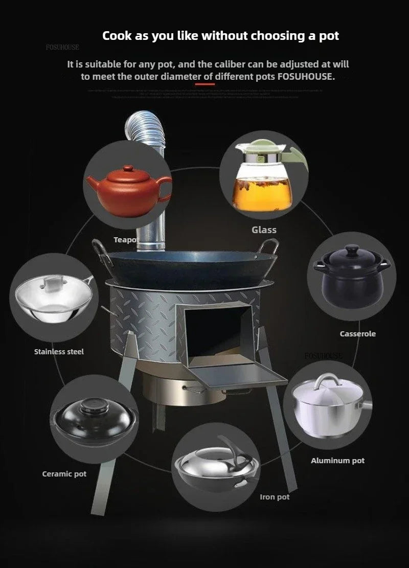 Chimeneas Camping Fire Pit Outdoor Grill Stand Camping Stove Heating Wood Fire Stove Household Rural Portable Brazier Stove