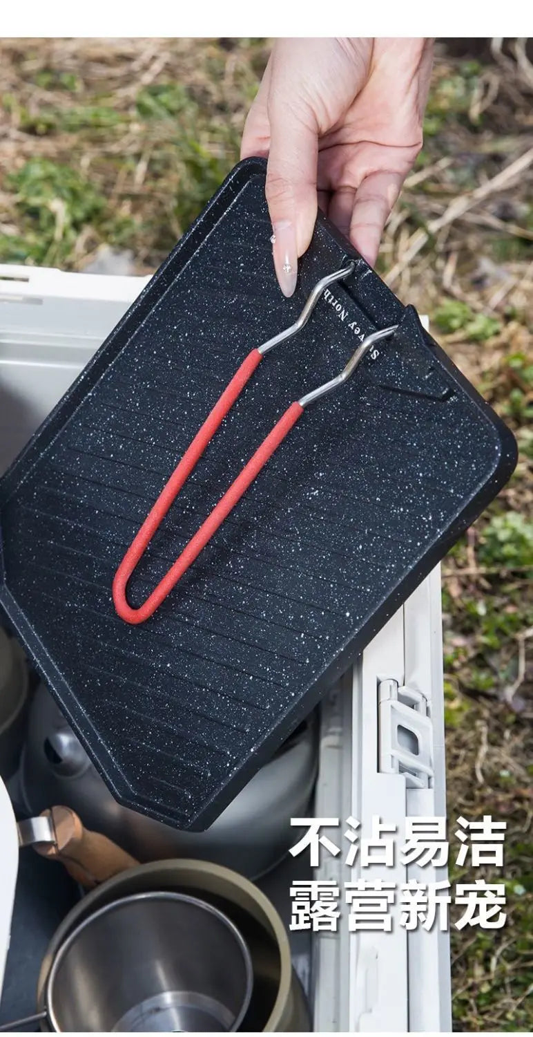 Camping Cooking Pan Non Stick Folding Picnic Frying Pan Portable Easy Clean Grill Hiking Bbq Dinner Frying Plate
