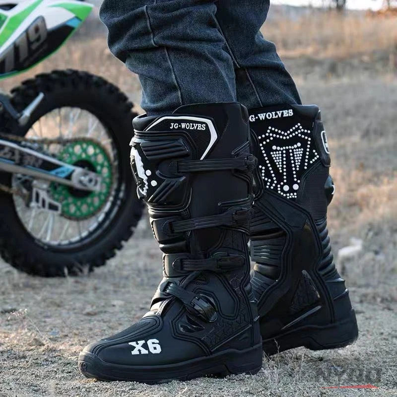 Motorcycle Boot Men Women Riding Mid-Calf Ankle Protective Shoes Moto Motorbike Equipment Racing Long Motorcycle Boots Men