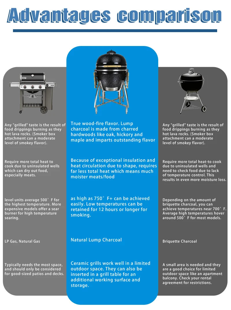 21-Inch Indoor/Outdoor Kamado  Ceramic Grill Oval Egg BBQ with Steel Iron Garden Camping  Ceramic BBQ