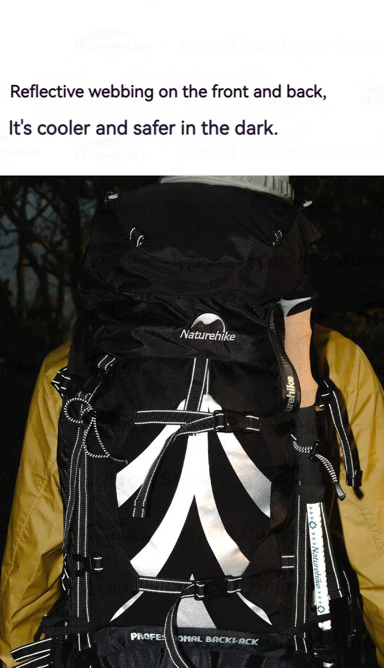 Naturehike Outdoor Backpack Mountaineering Bag 70+5L Large Capacity Trekking Bags CR Carrying System 420D Nylon Camping Hiking