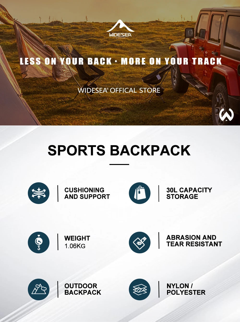 Widesea Camping Climbing Backpacks Sports Waterproof Shoulder Bag Tool Accessories Travel Backpack Camping Equipment Supplies