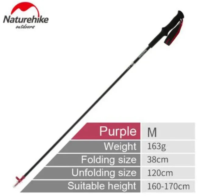 Naturehike-EXT Carbon Fiber Ultralight Walking Hiking Sticks,4 Sections Foldable Adjustable Trekking Poles Camping Hiking Tool