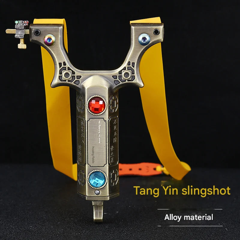 Powerful Alloy Slingshot Outdoor Hunting and Shooting Catapult High Precision Practical Quick Pressure Rubber Band Sligshot