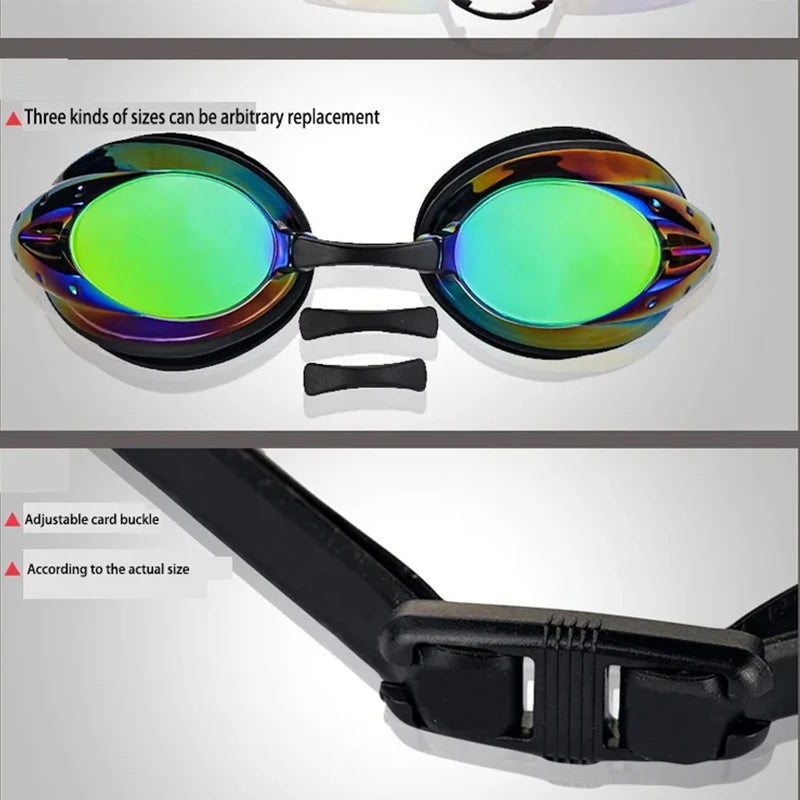 Professional Swimming Goggles Men Women Waterproof Anti-fog Cool Silver Plated Swim Glasses Comfortable Diving Pool Accessories