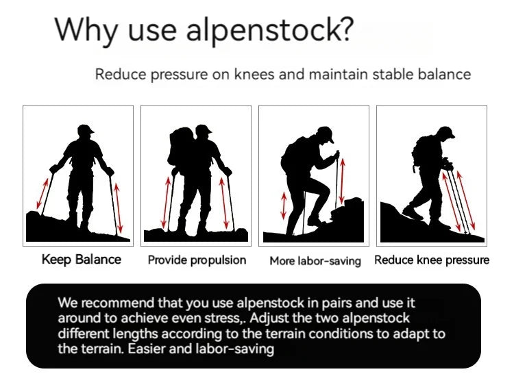 ASTA GEAR Carbon Fiber Climbing Alpenstock Ultra Light Aluminum Alloy  ul Tent Ceiling Support Rod Carbon Hiking  Climbing Stick