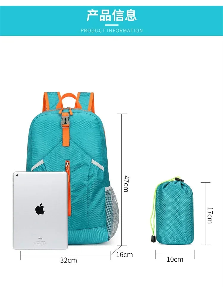 25L Light Folding Waterproof Unisex Hiking Fitness Camping waterproof Climbing Travel Bag Outdoor Sports Leisure Backpack