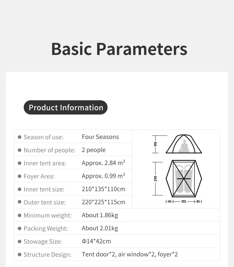 Naturehike Cloud River Pro Outdoor Camping Tent Ultralight 2 Person 20D Silicone Fabric Double-layer Waterproof Hiking Tents