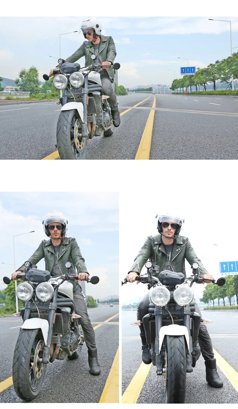 ARCX Motorcycle Boots Genuine Cow Leather Motocross Boots waterproof Moto Boots Motorbike Riding Boots Black Botas Moto