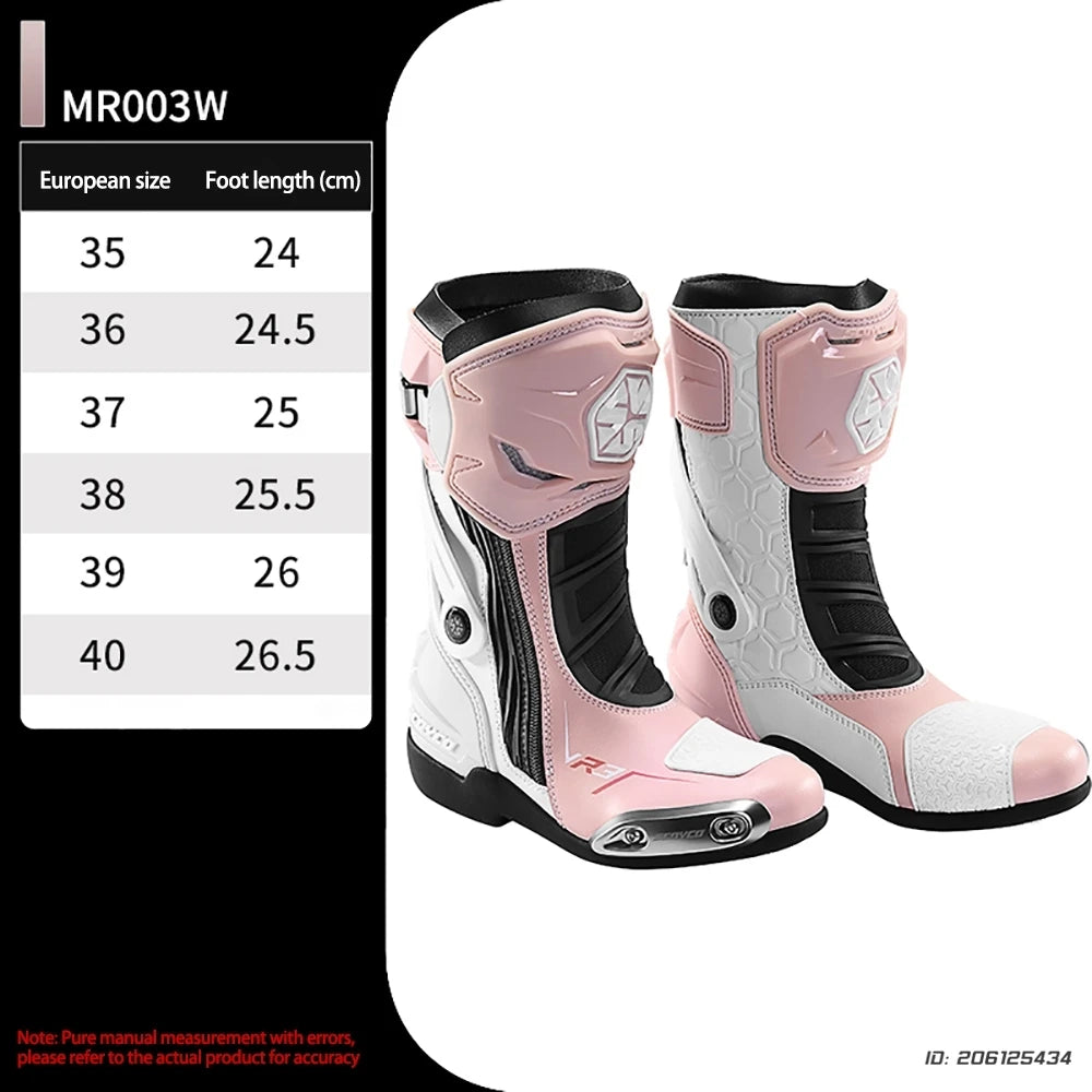 Women's Motorcycle Boots Riding Durable Anti-Slip Professional Motocross Protective Shoes Motorbike Boots Windproof Waterproof