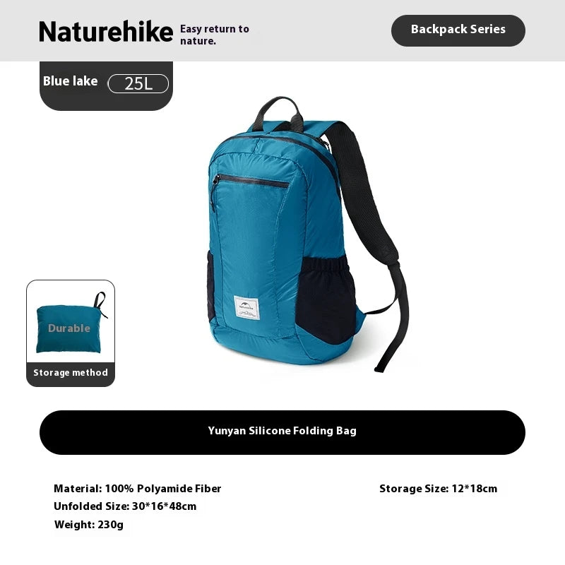Naturehike 25L/30L Folding Backpack 30D Nylon Silicone Waterproof PU2000+ Outdoor Travel Climbing Hiking Ultralight Shoulder Bag