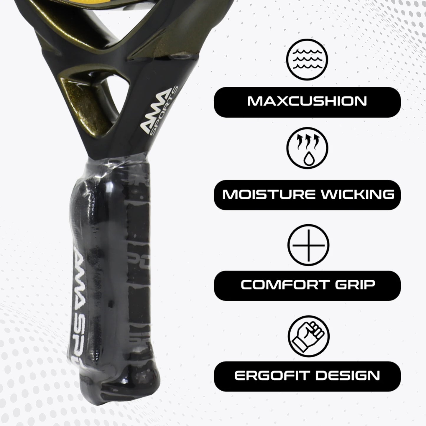 AMASPORT 3k/12k/18k Padel Tennis Racquets High Density & Quality With Padel Bags For Racket EVA Memory Flex Foam Core For Unisex