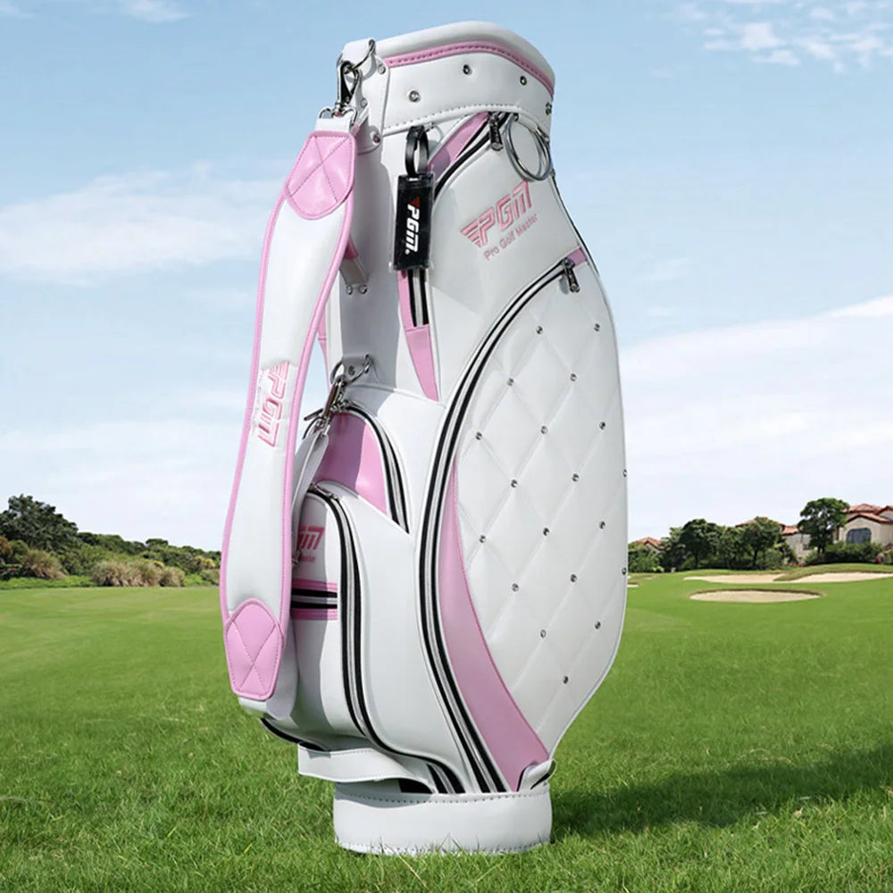 PGM Women Golf Stand Bag Portable Thickened Waterproof Cloth Ball Bag Wear Resistant High Quality Light TPU Golf Clubs Bag QB103